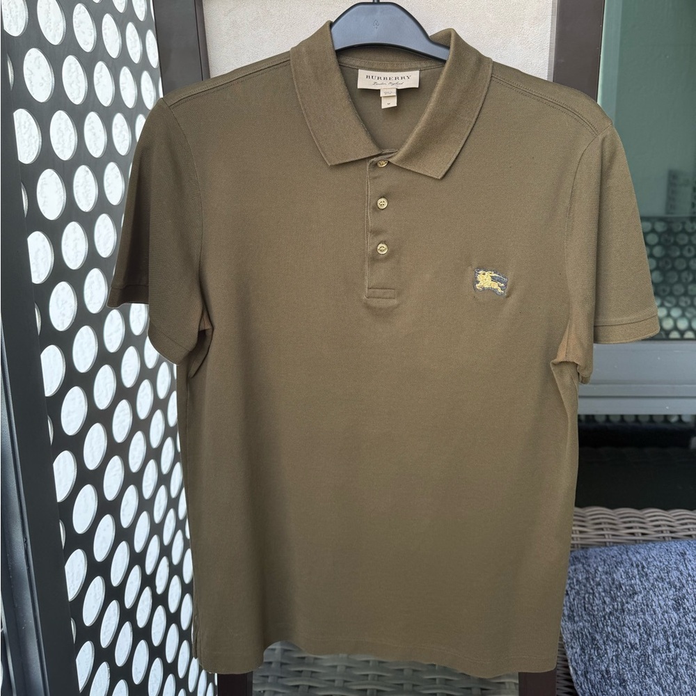 Burberry Polo Gold Logo‎ Rare 100% Tag Gold M